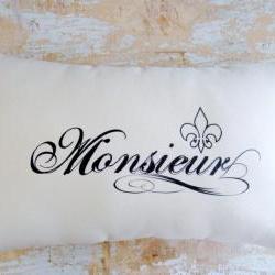 Monsieur Pillow, French Country Home, Cottage Decor, French Decor, Paris Decor