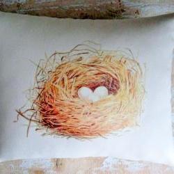 Bird Nest Pillow, French Country Home, French Decor, Cottage Decor, Farmhouse