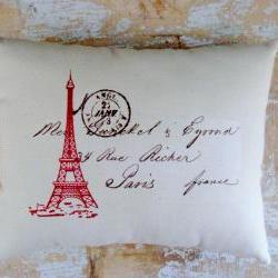 Eiffel Tower Pillow, French Country Home, Paris, French Decor, Postal