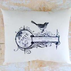 Bird Pillow, French Country Home, French Decor, Cottage Decor